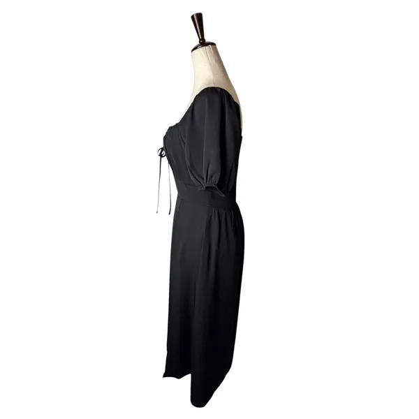 Baltic Born Poppy Satin Midi Dress Women Small Black Puff Sleeve Whimsigoth - Image 5