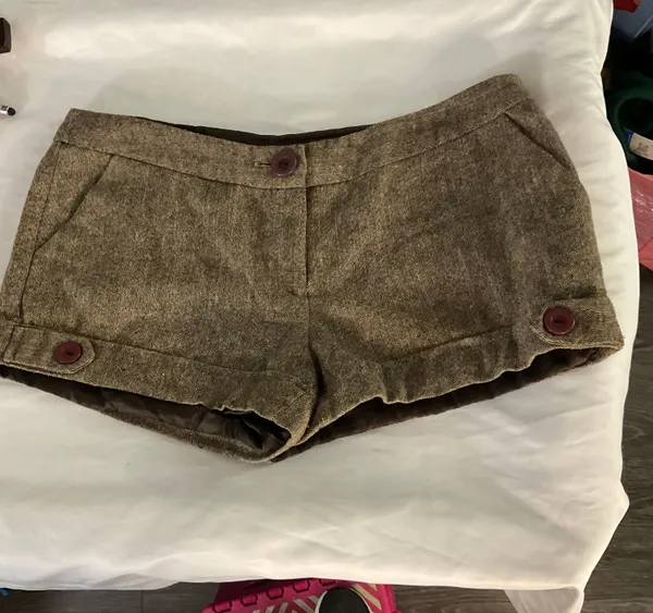 Vintage Women’s Brown Tweed Lined Shorts Spring No Size/Care Tag - Image 4