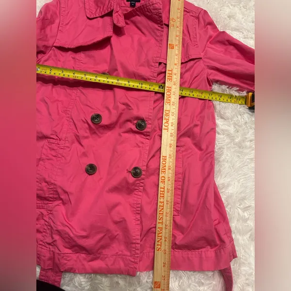 GAP misses size M Medium hot Pink belted Trench coat dress jacket Easter Spring - Image 8