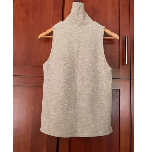 OGL Turtleneck Split Hem Top Sleeveless FuzzLuxe Heather Morganite Size Small - Image 5