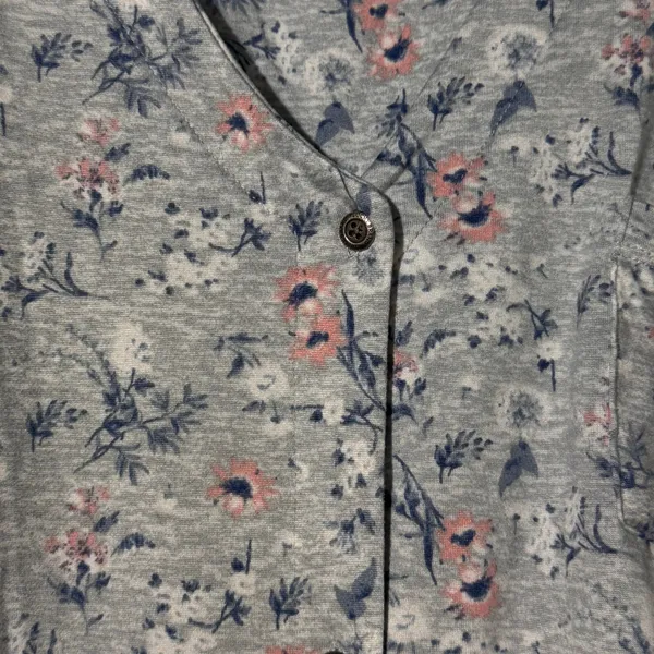 Lucky Brand 3 Piece Pajama Set XL Floral Top Crop Pants Shorts Blue Gray - Image 3