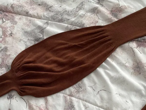 On Sunset Los Angeles silk blend brown balloon sleeves cardigan, size M cottage - Image 5