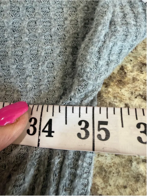 Women's Out From Under Grey Long Sleeve Tie Front Waffle Knit Top Size XL - Image 7