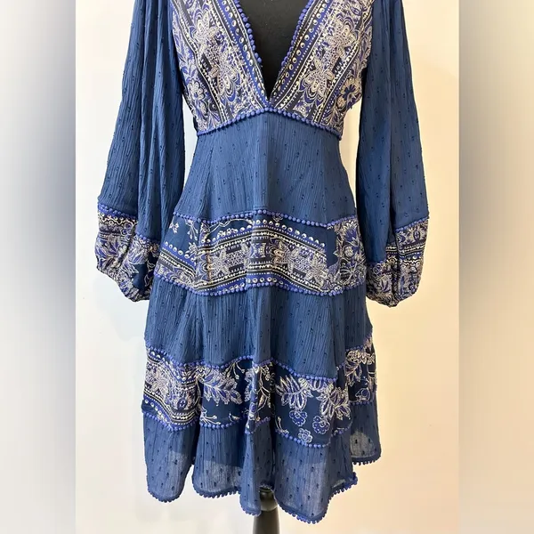 Free People My Love Mini Indigo Dress Size Small - Image 8
