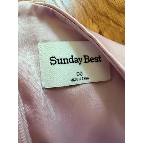 Sunday Best Satin Square Neck Mini Dress Adjustable Straps Pink Lavender Size 00 - Image 4