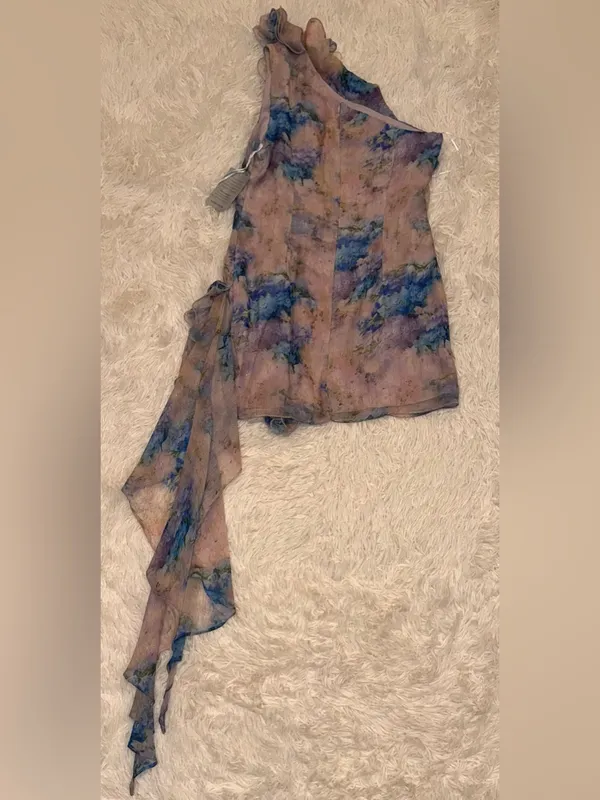 NEW Elliatt Briony Floral One-Shoulder floral blue Minidress Sz M - Image 8