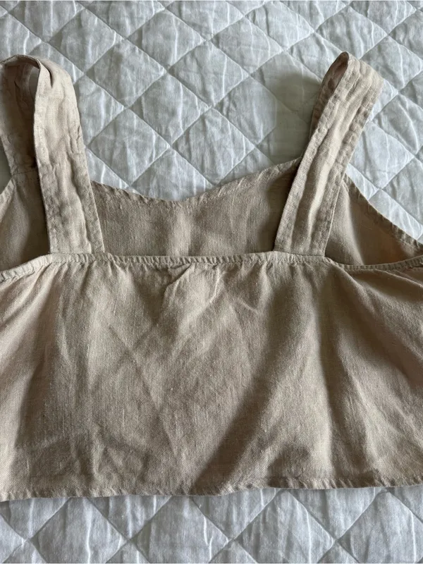 Mate the label Linen coco Crop Top in Beige, xs Tan - Image 3
