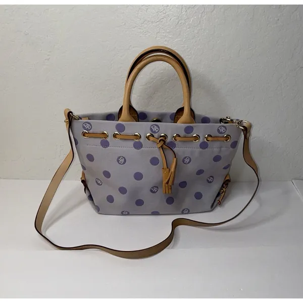 Dooney & Bourke Purple Small Tulip Tassel Polka‎ Dot Purse Handbag Chic Cute Y2K - Image 2
