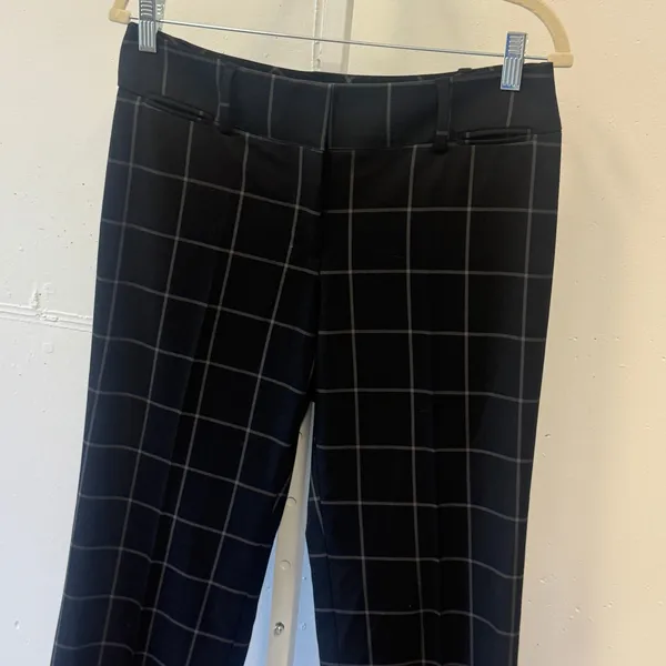Ann Taylor LOFT Julie Trouser Black Windowpane Plaid Pants Size 4 Professional - Image 3