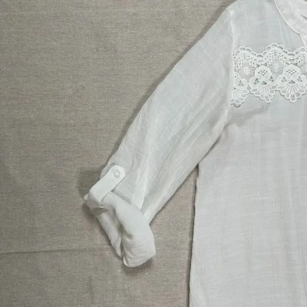 Apt 9 | White Lace Accented Button Front Blouse | Large - Image 6