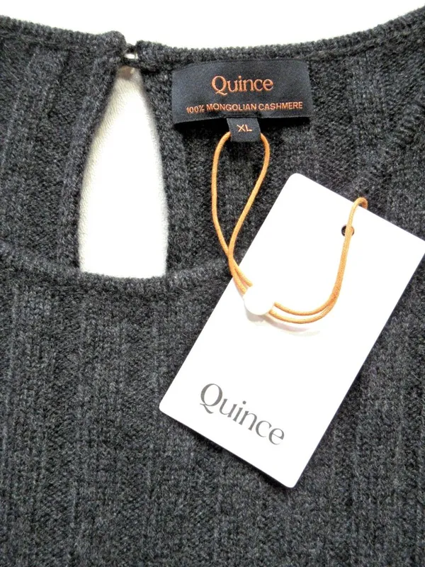 NWT Quince Mongolian Cashmere Wide-Rib Midi in Charcoal Sweater Dress XL - Image 7