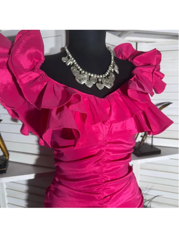 Lovers & Friends mini dress sexy pink ruffled wedding guest cocktail glam prom S - Image 6