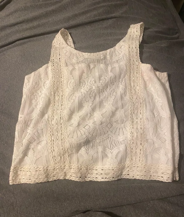 White Lace Crop Top - Image 2