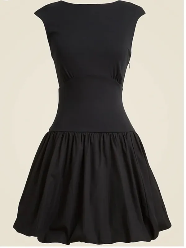 J. Crew Black Sleeveless Bubble-Hem Mini Dress - Image 2