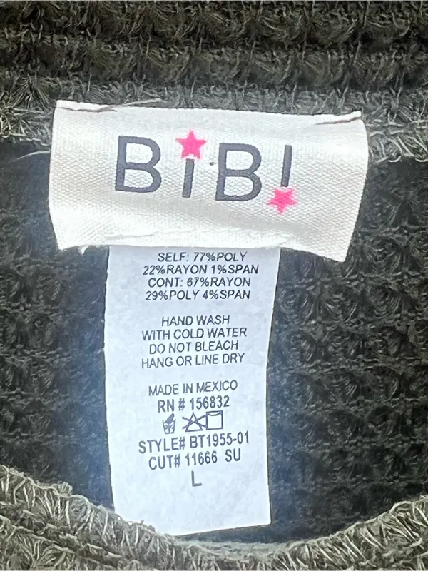 BiBi Olive Green Waffle Knit Dolman Sleeve Top Size Large NWOT - Image 9