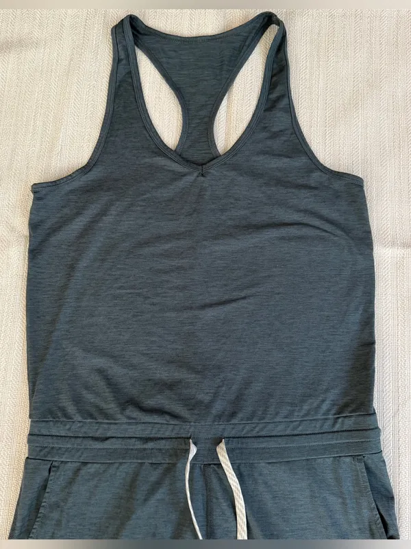 Vuori Lux Jumpsuit in Stone Heather Blue Size Small - Image 3