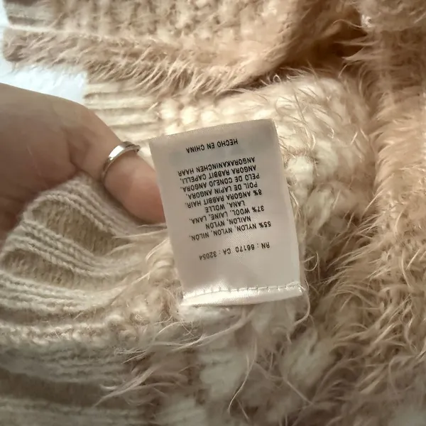 Anthropologie Moth Fuzzy Bobble Knit Cardigan Shawl Sweater‎ Capelet Beige S - Image 6
