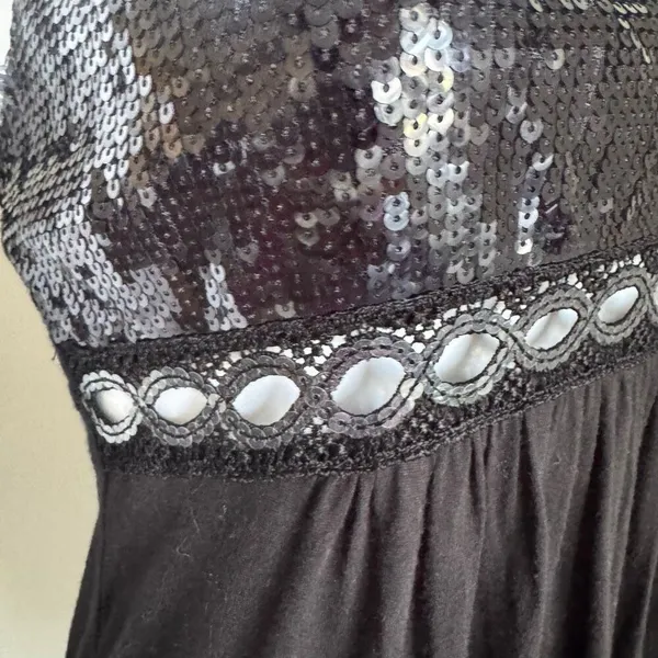 VTG Y2K Charlotte Russe Sequin Bubble Hem Baby Doll Dress With Cut-Out Design - Image 6