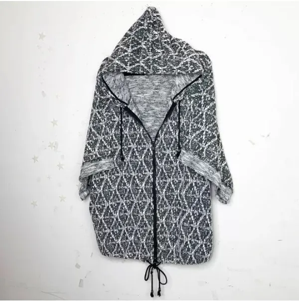 Free People Come Out of Style 2-Pocket Gray Knit Zip Hoodie EUC S - Image 3
