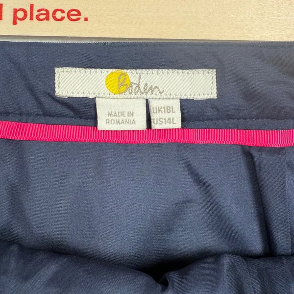 Boden Pencil Skirt Women 14L Navy‎ Blue Textured Cotton Blend Knee Length T0100 - Image 7