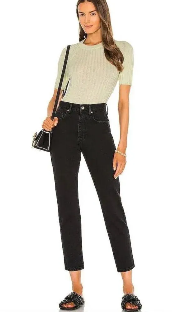 We The Free Free People Stove Pipe Jean in Black High-Waisted Jeans W1170 Sz 29 - Image 3