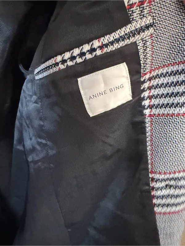 Anine Bing Madeleine Plaid Blazer Small - Image 7