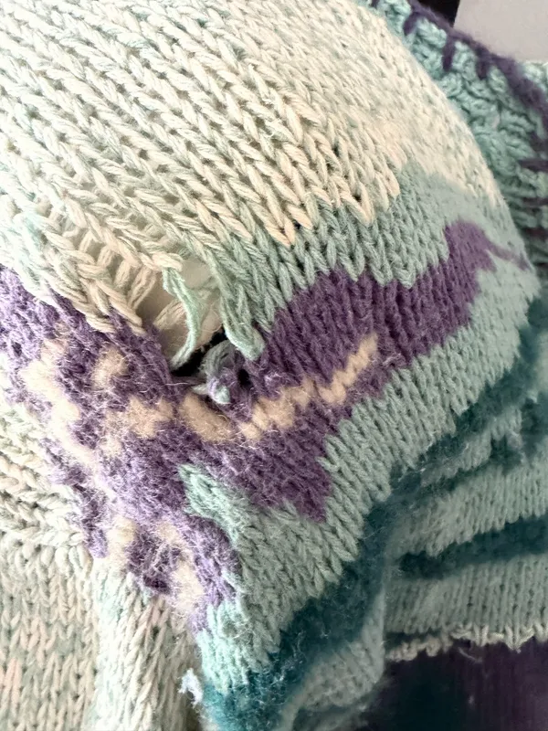 Heirloom Collectibles VTG Heirlooms Hand Knit Wool Blend Cottagecore Grannycore Cardigan Large. - Image 6