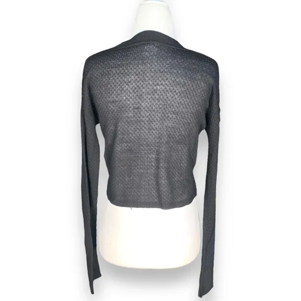Nordstrom Abound Black Open Weave Neutral Pullover‎ Knit Cropped Sweater Minimal - Image 7