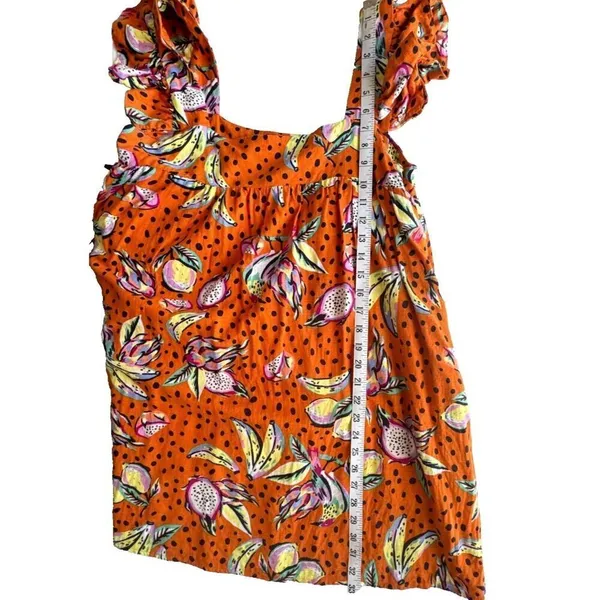 Anthropologie Kourt Aria Linen Tropical Short Dress Pockets Fruit Bird Medium - Image 12