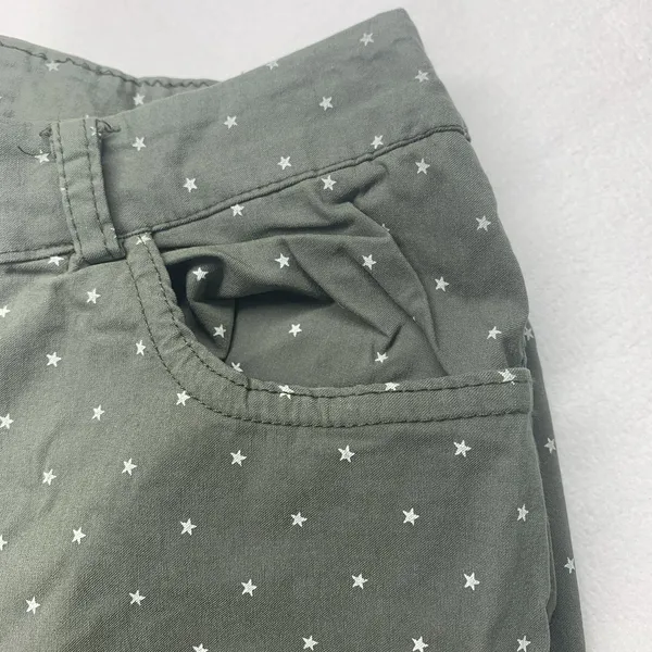 Made in Italy‎ Star Print Pants Womens XL Olive Green Straight Leg Stretch 23 - Image 9