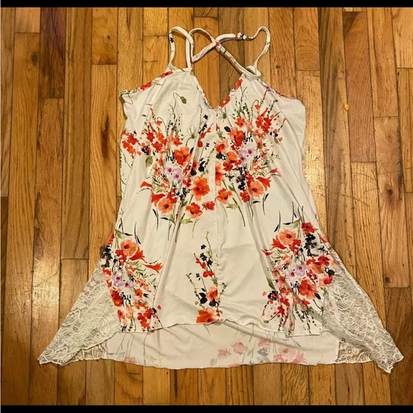 Secret Treasures Floral Lace Chemise Camisole White Pink Floral Lingerie - Image 5