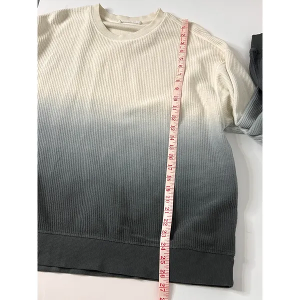 Moon Ryder Small Corded Crewneck Sweatshirt Cream Gray Cotton Long Sleeve - Image 6