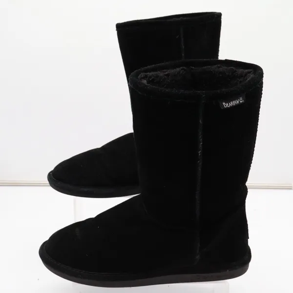 Bearpaw Bootie Womens US 10 Black Suede Fleece Lined Round Toe Mid Calf Boots - Image 2