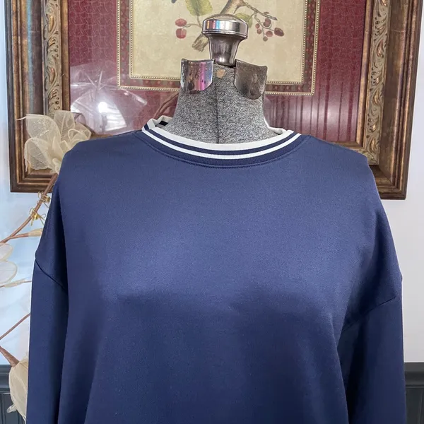 Aritzia Wilfred Free Junction Navy Sweatshirt Collegiate Preppy - Sz M 🧡🎀 - Image 6
