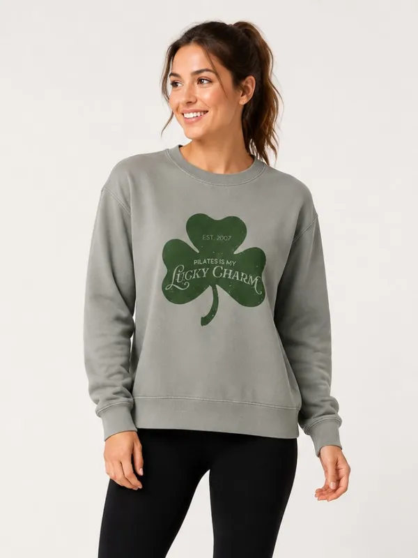 Club Pilates Lucky Charm Shamrock Graphic Sweatshirt XS - Image 2