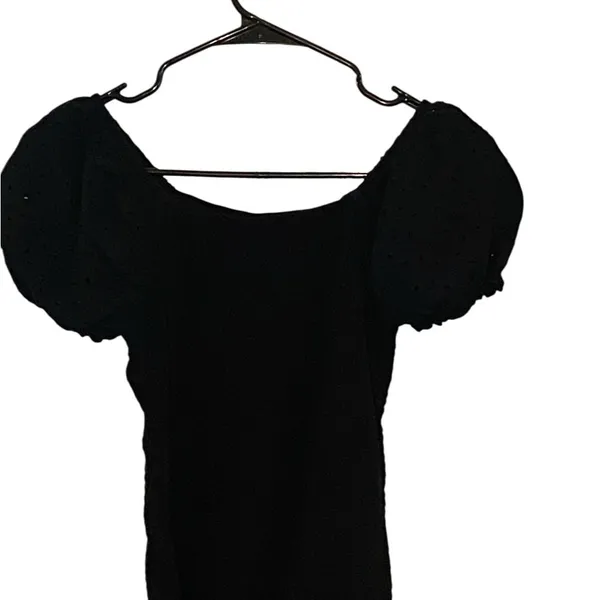 Art Class Black smocked eyelet puff sleeve milk maid Top cottagecore coquette - Image 2