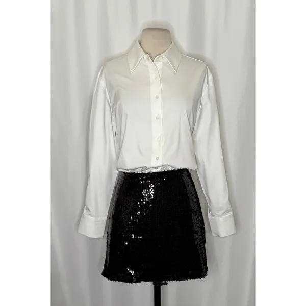 Anthropologie MARE MARE Buttondown Sequin Twofer‎ Dress Black White X-Small - Image 2
