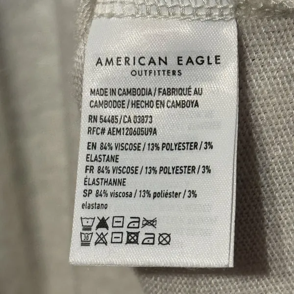 American Eagle Womens Top Soft & Sexy Plush Raglan Sleeve White Blue Medium - Image 7