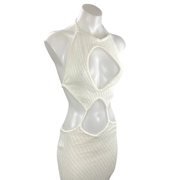 NEW Peppermayo White Sleeveless Cut Out Summer Beach Maxi Tank Sheath Dress S/M - Image 6