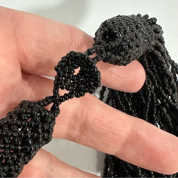 Black Twisted Woven Seed Bead Necklace Goth Whimsigoth Witchy - Image 7