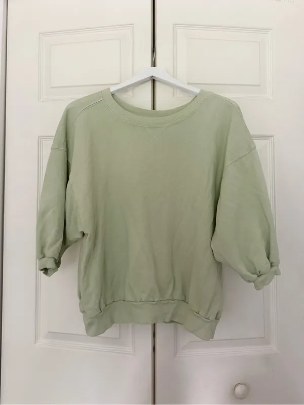 Anthropologie Pilcro The Niki Bubble Sweatshirt Light Green Pastels Crewneck M - Image 2
