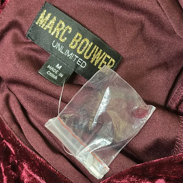 Marc Bouwer Unlimited Burgundy Crushed Velvet Bell Sleeve Keyhole Dress Womens M - Image 13
