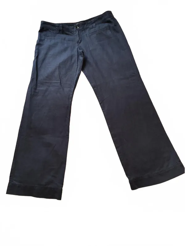 Converse One Star Wide Leg Pants Navy Blue Linen Blend Size 10 Fit 3 Beach Boho - Image 5