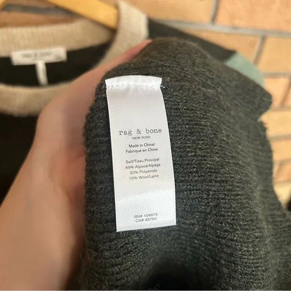 NWT Rag & Bone "Lindsay" Green Colorblock Alpaca Wool Knit Sweater Size XS - Image 5