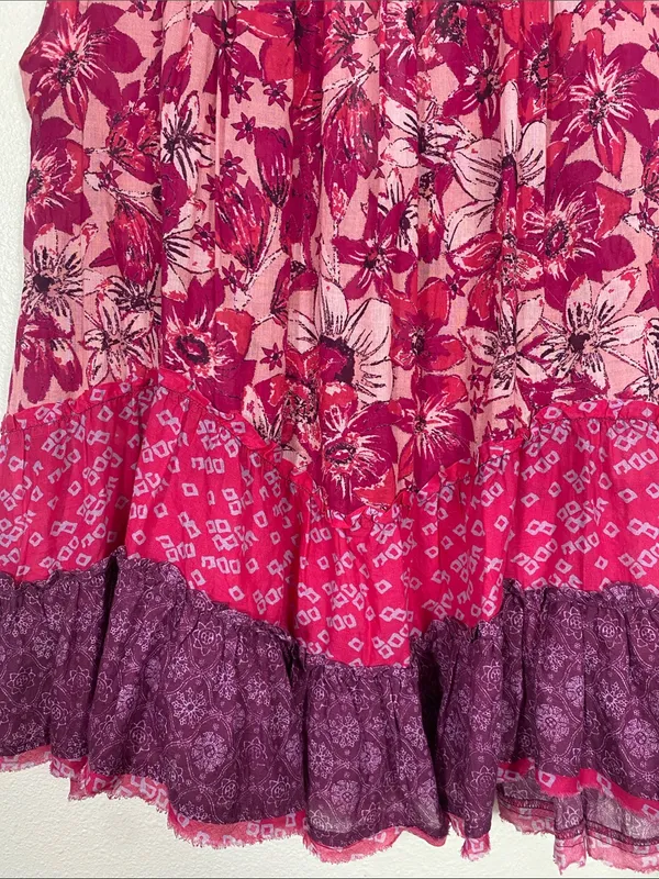 Free People Angelica Printed Tunic Mesh Top Pink Floral Blouse Sleeveless XS/TP - Image 5