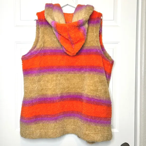 Koolaburra by UGG Sherpa Fleece Striped Hooded‎ Vest XL - Image 4