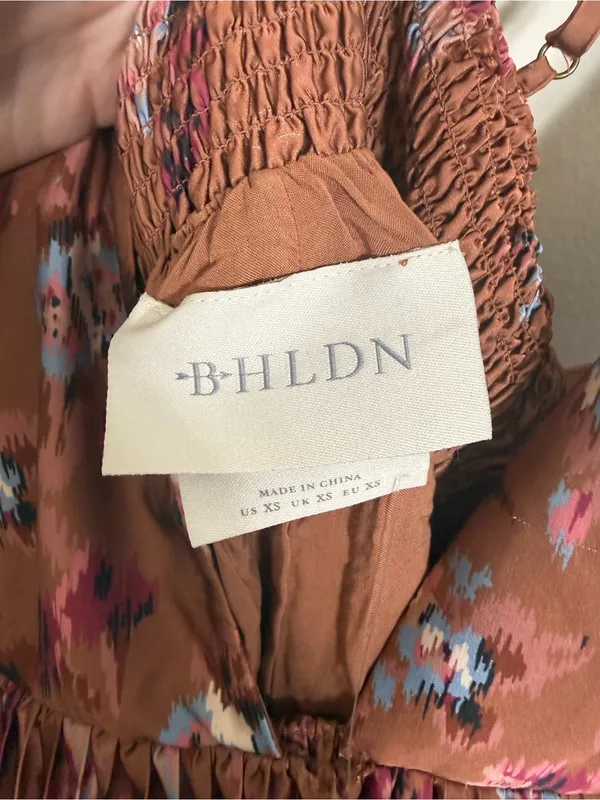NWT Anthropologie BHLDN Maya Pleated V-Neck Midi Dress Floral XS - Image 6