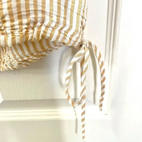 Zara yellow and white striped short sleeve crop top - Image 12