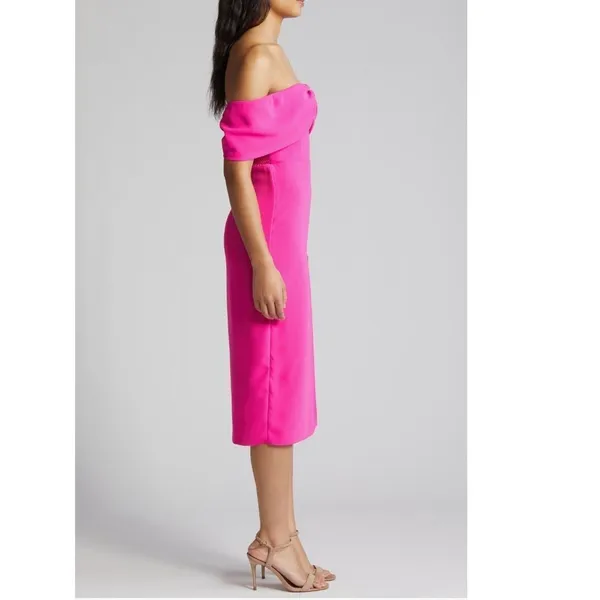 Amanda Uprichard Darien‎ Off the Shoulder Cocktail Dress, Hot Pink, Large, NWT - Image 5