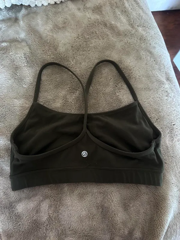 Crz yoga dark green racer back skinny strap Sports bra - Image 2